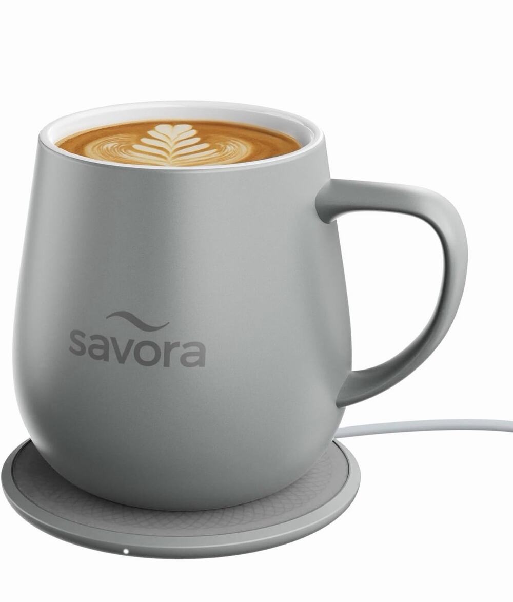 Savora IntelliHeat 12 oz Wireless Heated Coffee Mug Barista’s Choice Grey